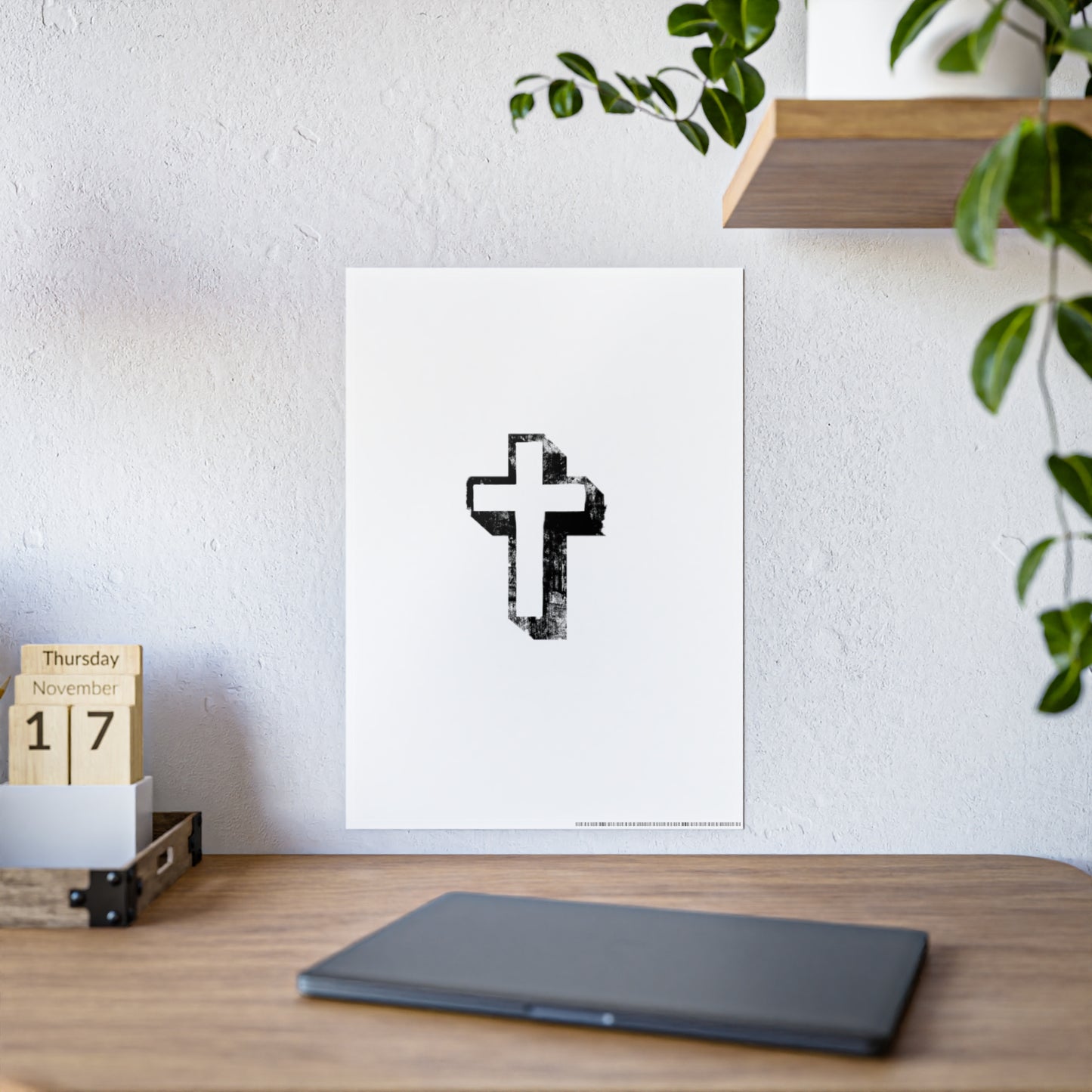 Black Cross Glossy Poster, Wall Art Decor, Christian Home Decoration, Inspirational Gift, Religious Artwork