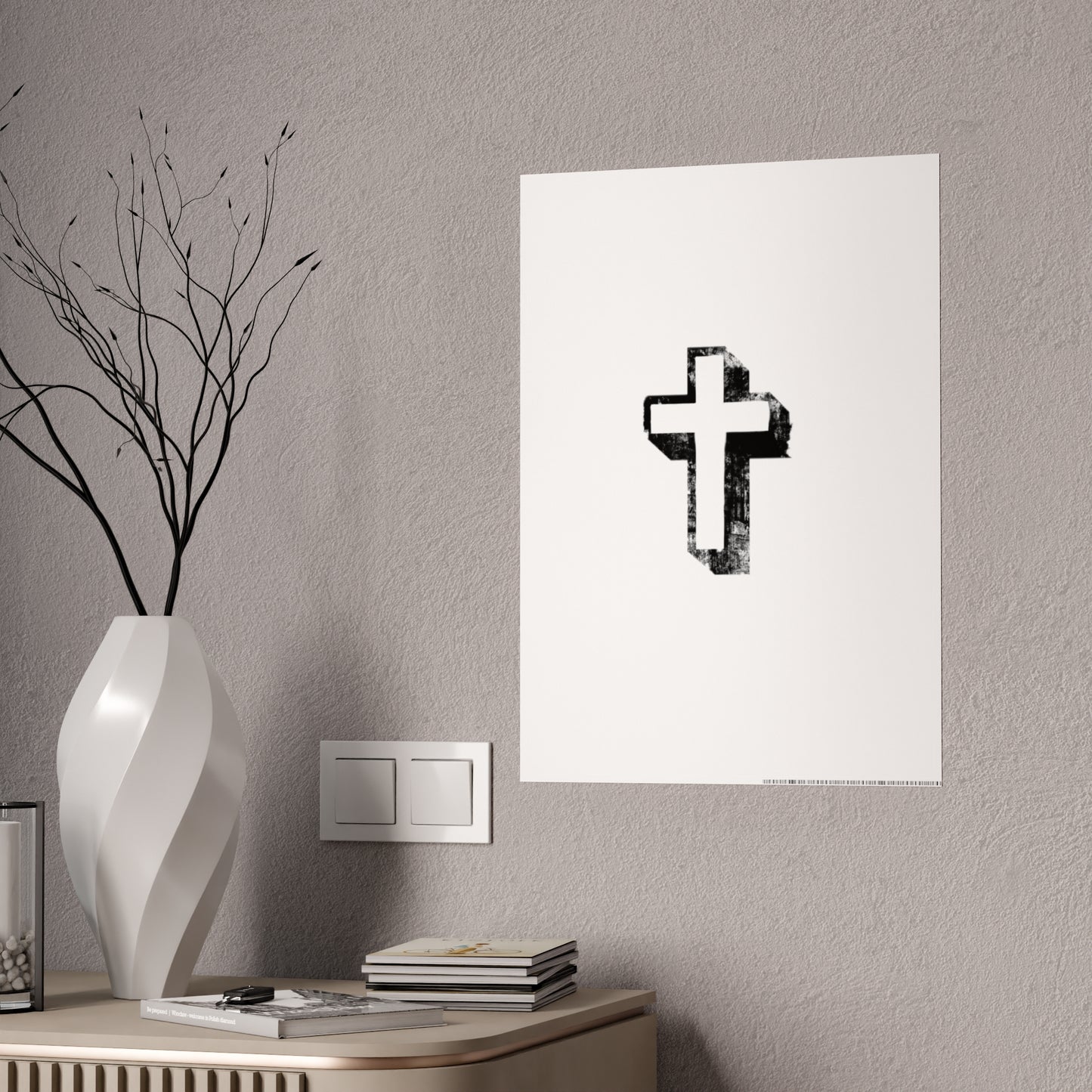 Black Cross Glossy Poster, Wall Art Decor, Christian Home Decoration, Inspirational Gift, Religious Artwork
