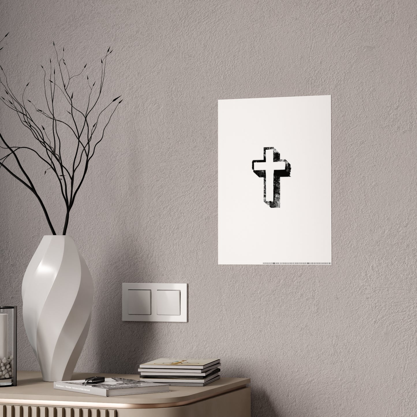 Black Cross Glossy Poster, Wall Art Decor, Christian Home Decoration, Inspirational Gift, Religious Artwork