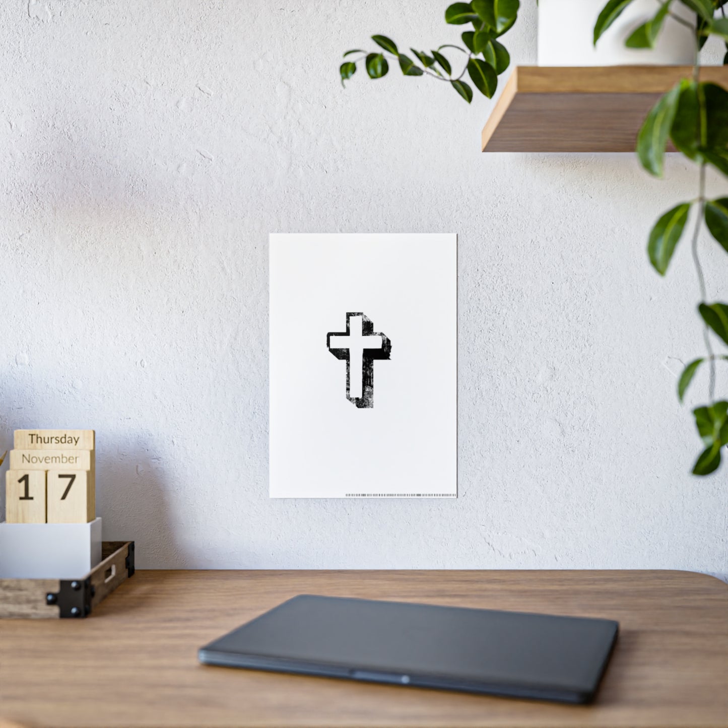 Black Cross Glossy Poster, Wall Art Decor, Christian Home Decoration, Inspirational Gift, Religious Artwork