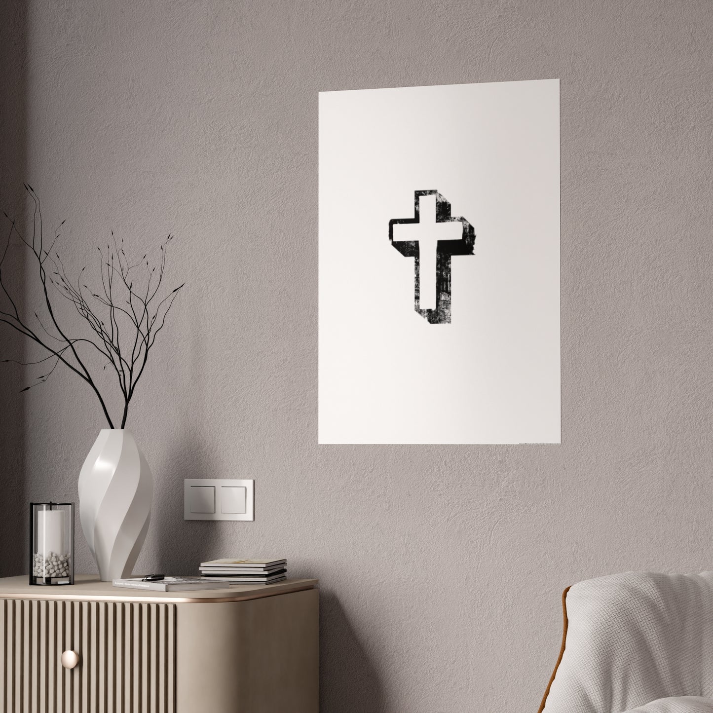 Black Cross Glossy Poster, Wall Art Decor, Christian Home Decoration, Inspirational Gift, Religious Artwork