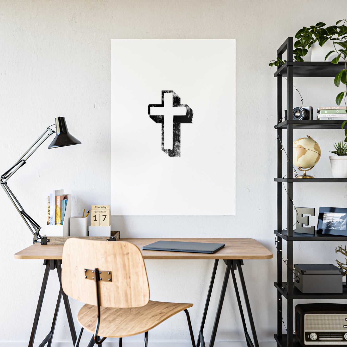 Black Cross Glossy Poster, Wall Art Decor, Christian Home Decoration, Inspirational Gift, Religious Artwork