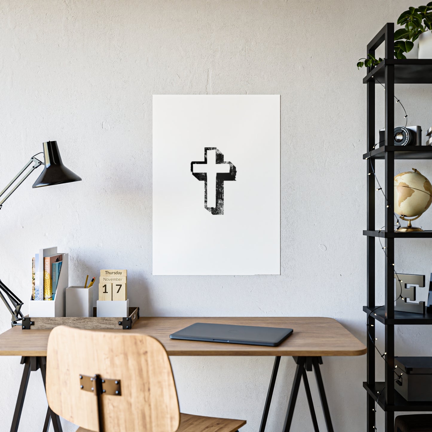 Black Cross Glossy Poster, Wall Art Decor, Christian Home Decoration, Inspirational Gift, Religious Artwork